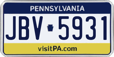 PA license plate JBV5931