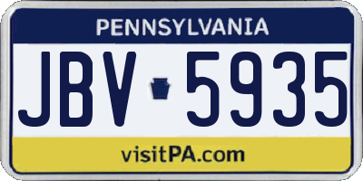 PA license plate JBV5935