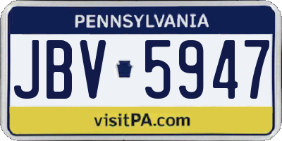 PA license plate JBV5947
