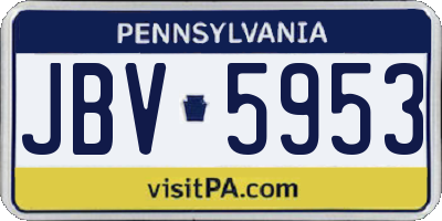 PA license plate JBV5953