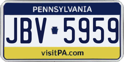 PA license plate JBV5959