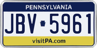 PA license plate JBV5961