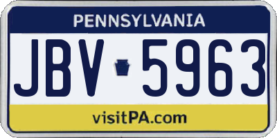 PA license plate JBV5963