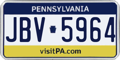 PA license plate JBV5964