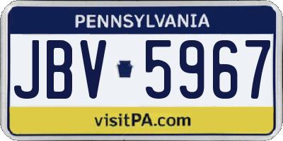 PA license plate JBV5967