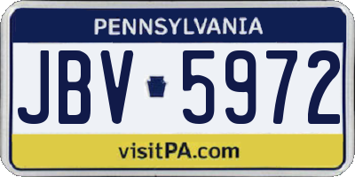 PA license plate JBV5972