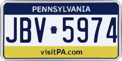 PA license plate JBV5974