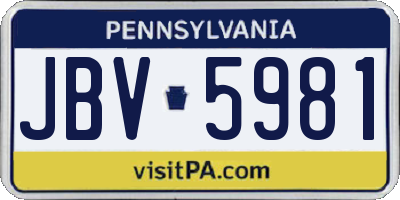 PA license plate JBV5981