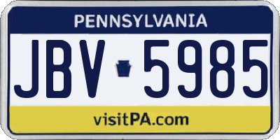 PA license plate JBV5985