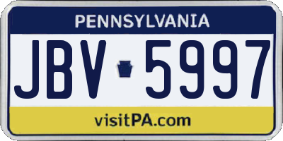 PA license plate JBV5997