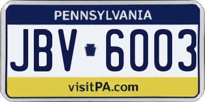 PA license plate JBV6003