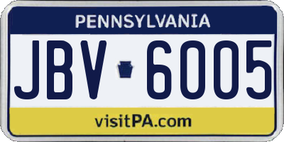 PA license plate JBV6005