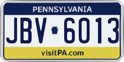 PA license plate JBV6013