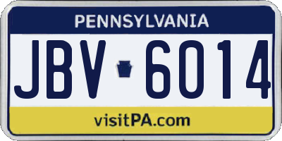 PA license plate JBV6014