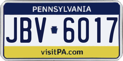 PA license plate JBV6017
