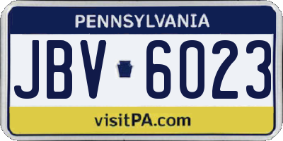 PA license plate JBV6023