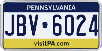 PA license plate JBV6024
