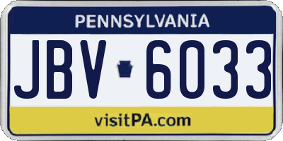 PA license plate JBV6033