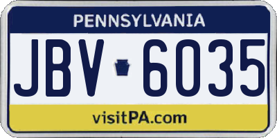 PA license plate JBV6035