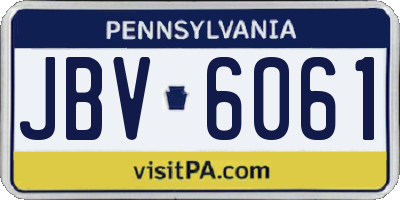 PA license plate JBV6061