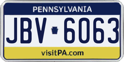 PA license plate JBV6063