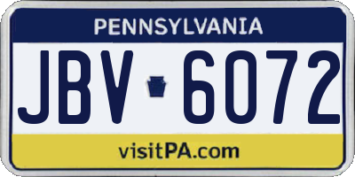 PA license plate JBV6072