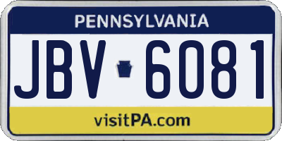 PA license plate JBV6081
