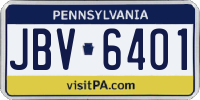 PA license plate JBV6401
