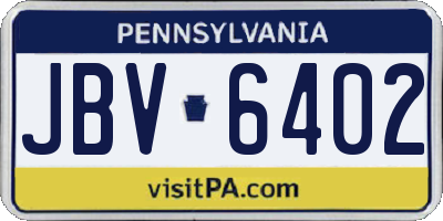 PA license plate JBV6402