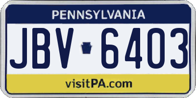 PA license plate JBV6403