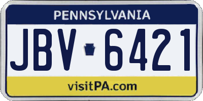 PA license plate JBV6421