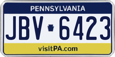 PA license plate JBV6423