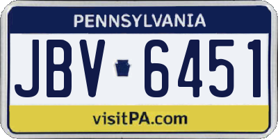 PA license plate JBV6451