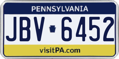 PA license plate JBV6452