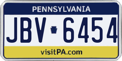 PA license plate JBV6454
