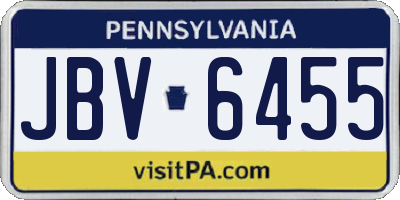 PA license plate JBV6455