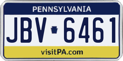 PA license plate JBV6461