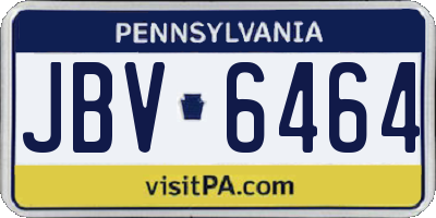 PA license plate JBV6464