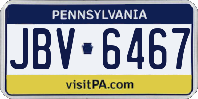 PA license plate JBV6467