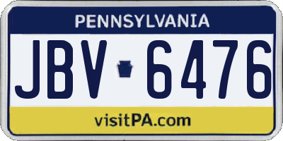 PA license plate JBV6476