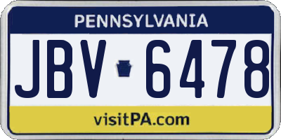 PA license plate JBV6478