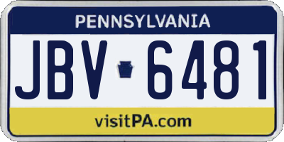 PA license plate JBV6481