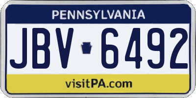 PA license plate JBV6492