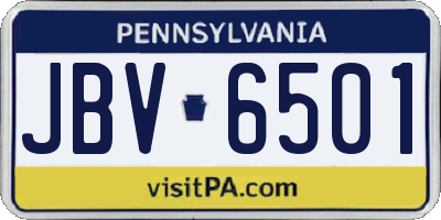 PA license plate JBV6501