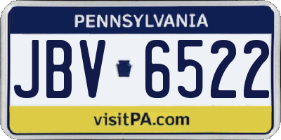 PA license plate JBV6522
