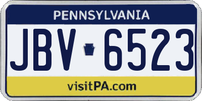 PA license plate JBV6523