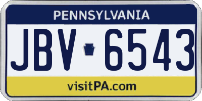PA license plate JBV6543