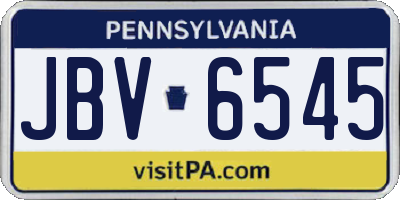 PA license plate JBV6545