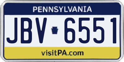 PA license plate JBV6551