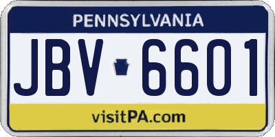 PA license plate JBV6601